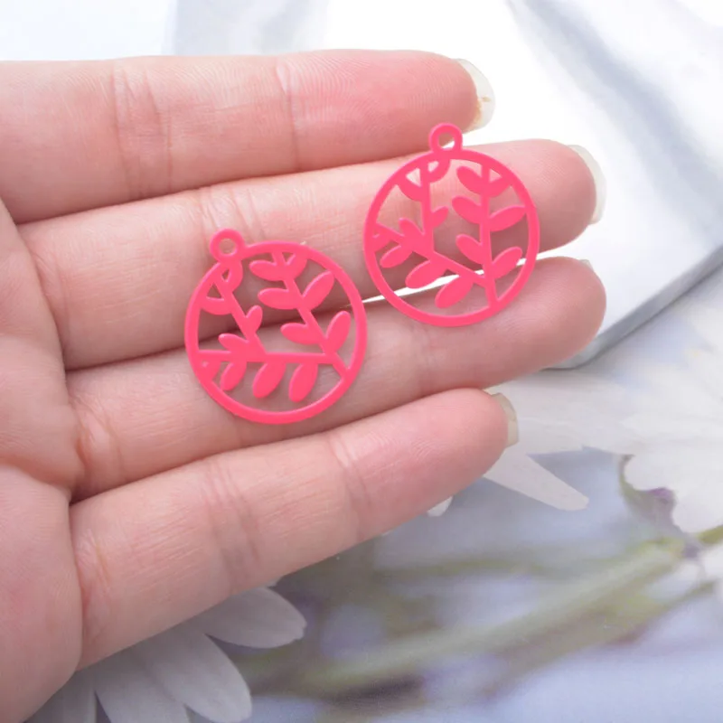 30 Stück AC14798 22*25mm Messing Runde Blatt-Anhänger Dünne Hellgoldene Blätter Anhänger DIY Schmuck Ohrring-Zubehör – Detail 14