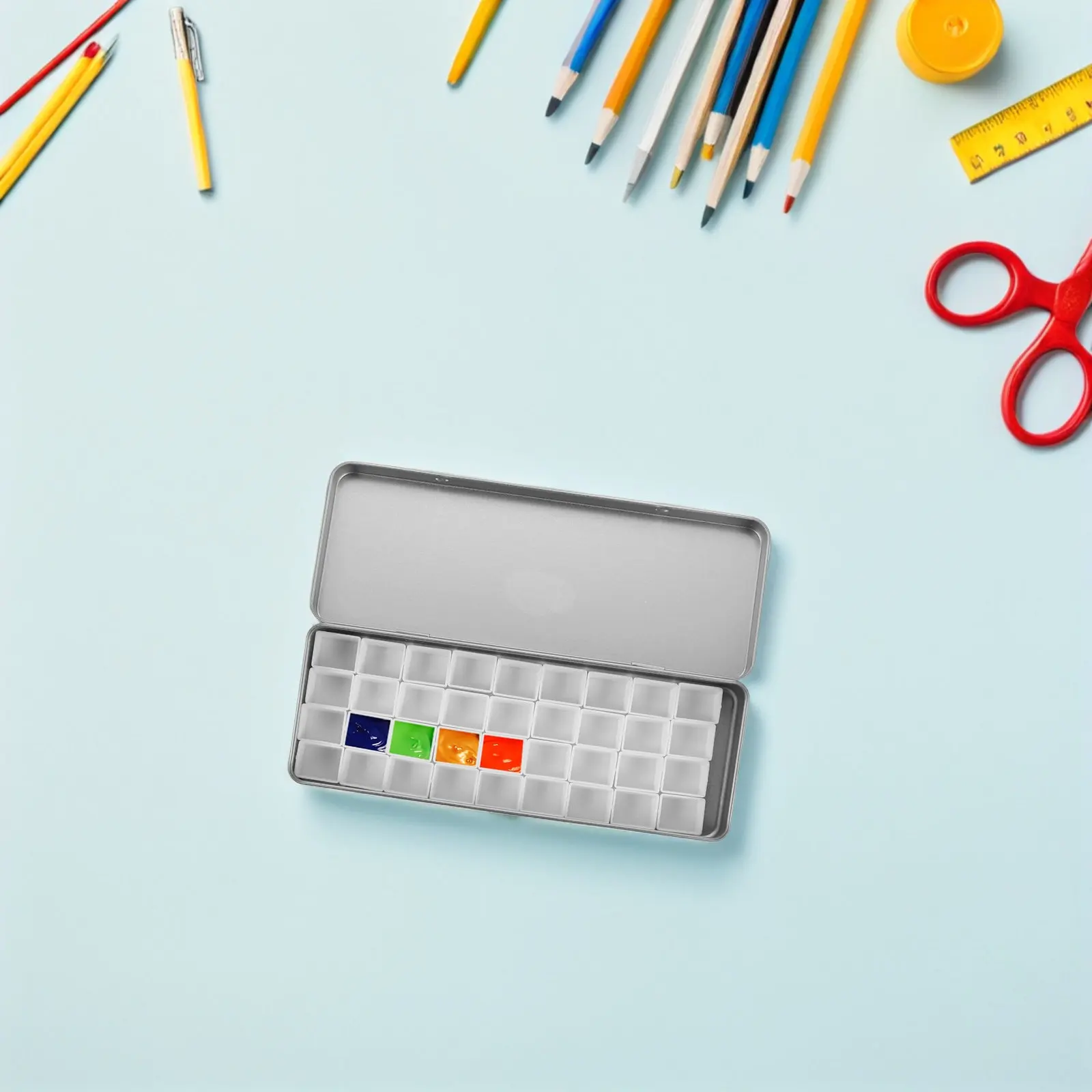 36-Grid Portable Watercolor Palette Box with Lid for Travel, Outdoor Sketching, Watercolor & Acrylic Painting