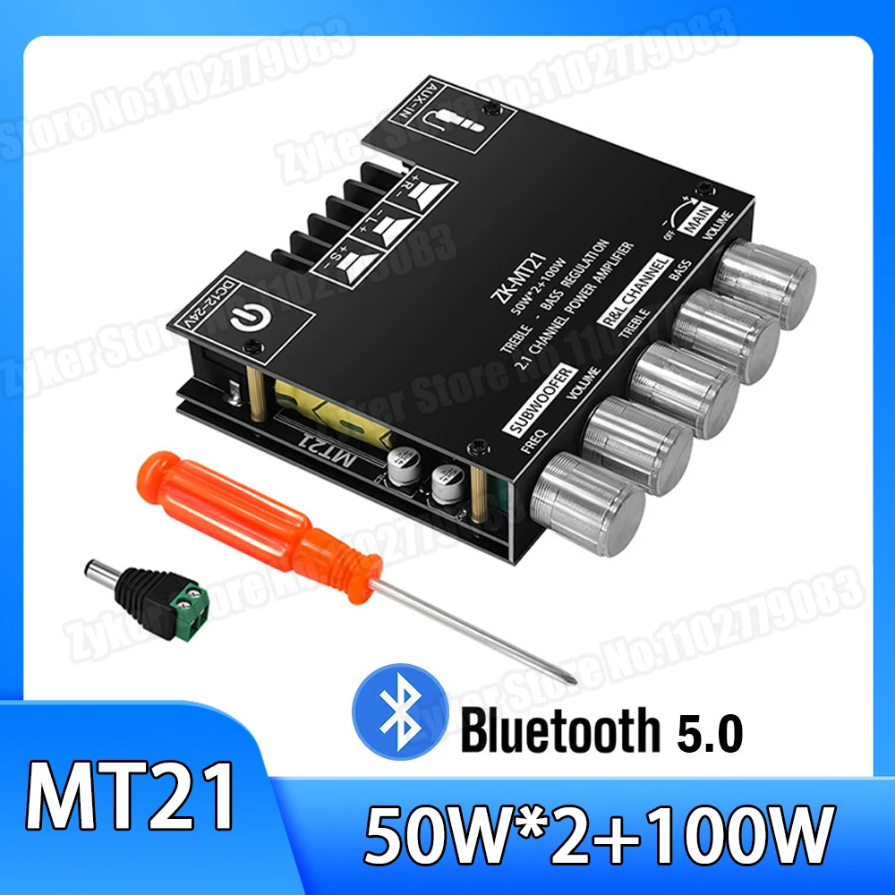 ZK-MT21 Bluetooth 5.0 Subwoofer Amplifier Board For Car Home 50W*2+100W 2.1 Channel Power Audio Stereo Bass Amplifier s Board