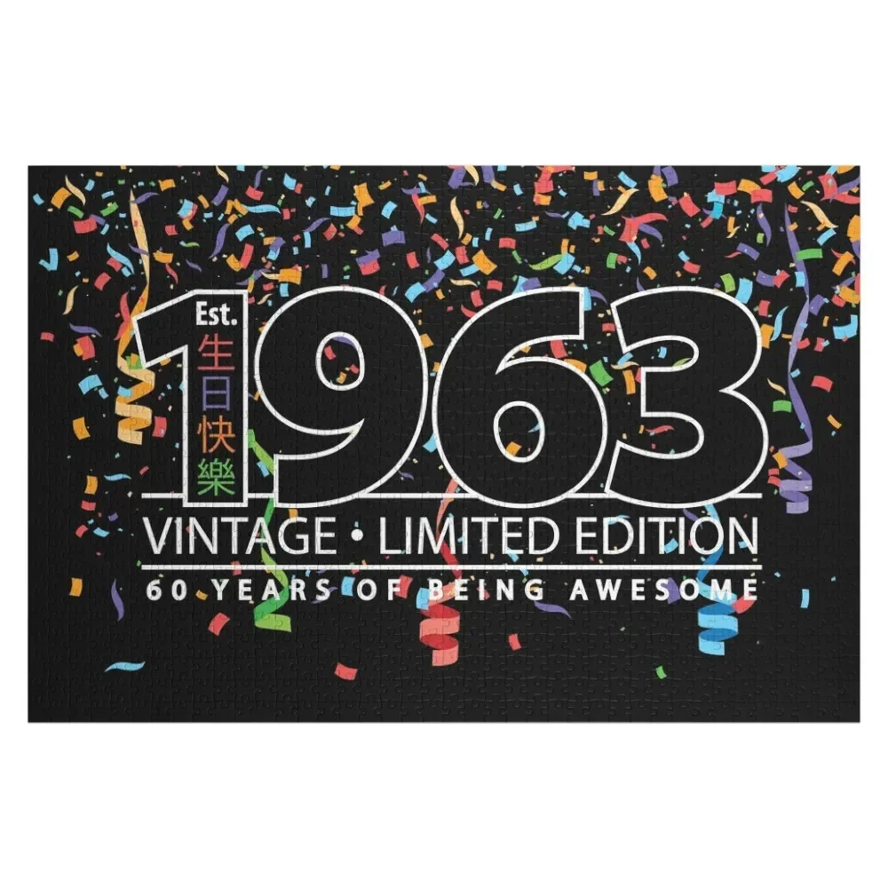 

Happy 60th Est. 1963 Vintage Limited Edition 60 Years of Being Awesome Jigsaw Puzzle Wooden Animal Custom Wood Animals Puzzle