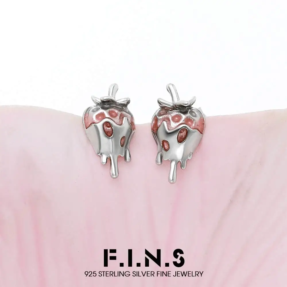 

F.I.N.S оригинальные милые серьги-гвоздики из стерлингового серебра 925 пробы с клубникой, падение масла, растительный пирсинг, модные ювелирные изделия