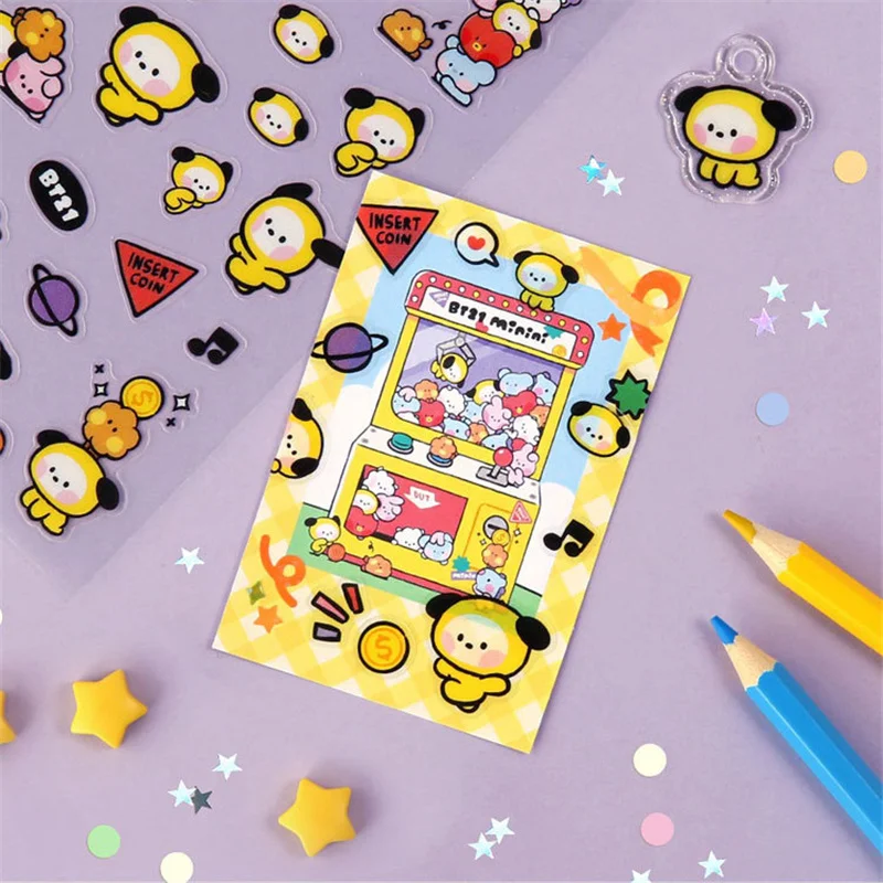 Kawaii BT21 New Mini Sticker DIY Notebook Phone Case Decorative Stickers Kawaii Anime Cute Cartoon Birthday Gift