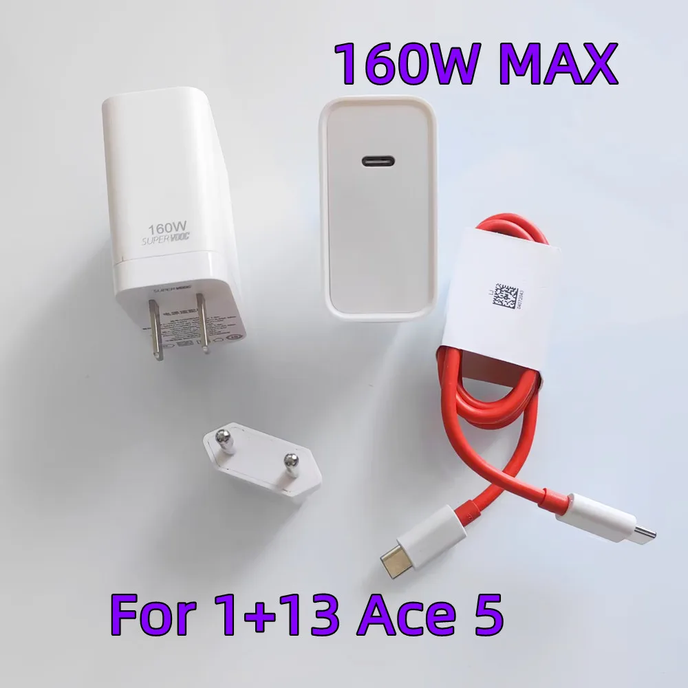 

OnePlus 160 Вт SuperVOOC Быстрое зарядное устройство Адаптер питания 12А USB C к кабелю типа C для 1 + Ace 5 4 Pro 13 12 11 Nord CE 4 3 Lite
