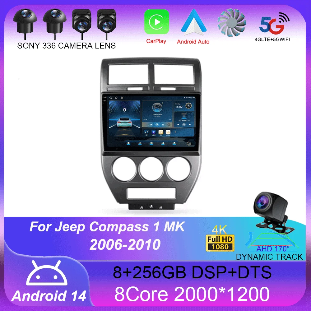 

Android14 For Jeep Compass 1 MK 2006 - 2010 Car Radio Multimedia Video Player Navigation GPS 2din 2 din