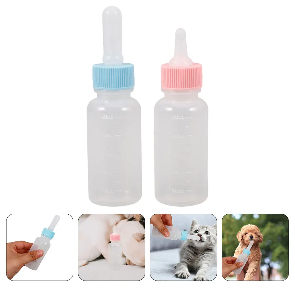 

2 Pcs Pet Bottle Animal Feeding Bottles Calf Milk Feeder Goat Silicone Kitten for