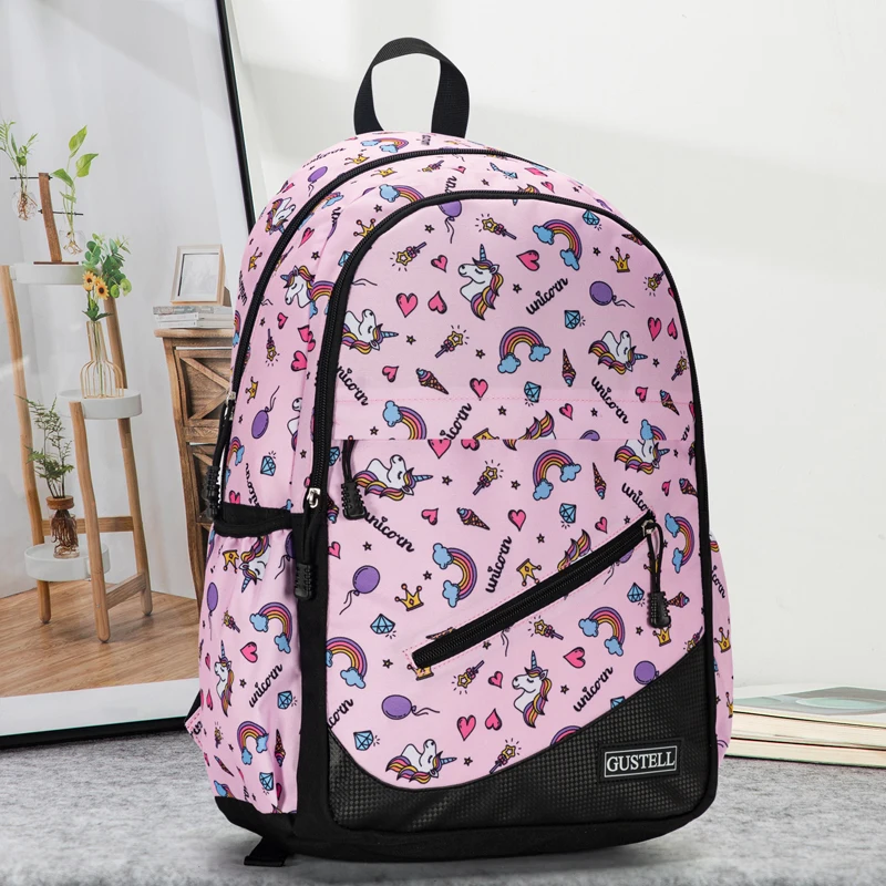 Large capacity backpack with 45CM cartoon print backpack, college student trendy travel backpack