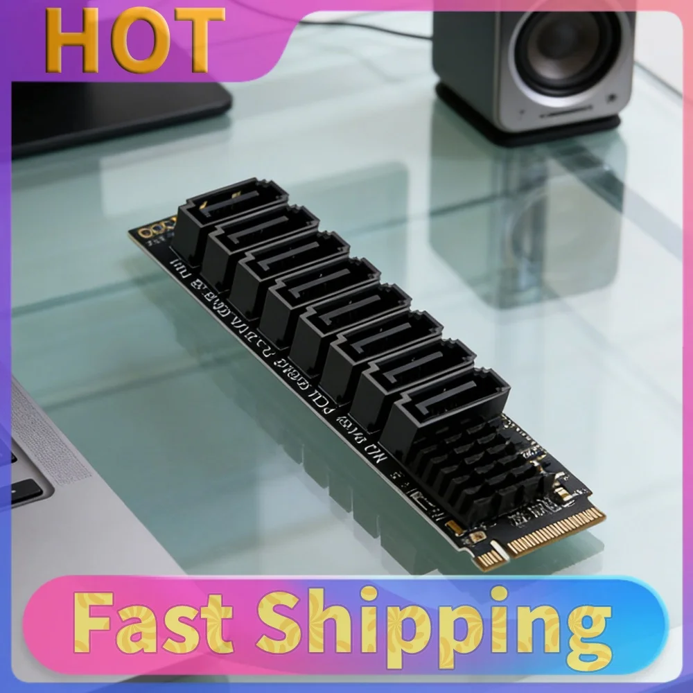 for M.2 To SATA3.0 Adapter Card YLB3118 6Gbps 8 Port for M.2 NVMe To SATA 3.0 Expansion Card with Smart Indicator for Desktop PC