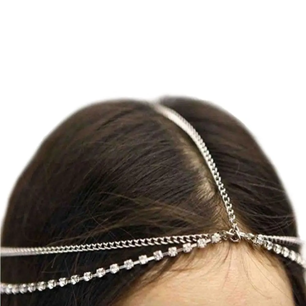 Rhinestone Chains Crystal Bridal Headwear Lady Bohemian Fashion Rhinestone Layered Head Chain Headpiece Hair Band Jewelry