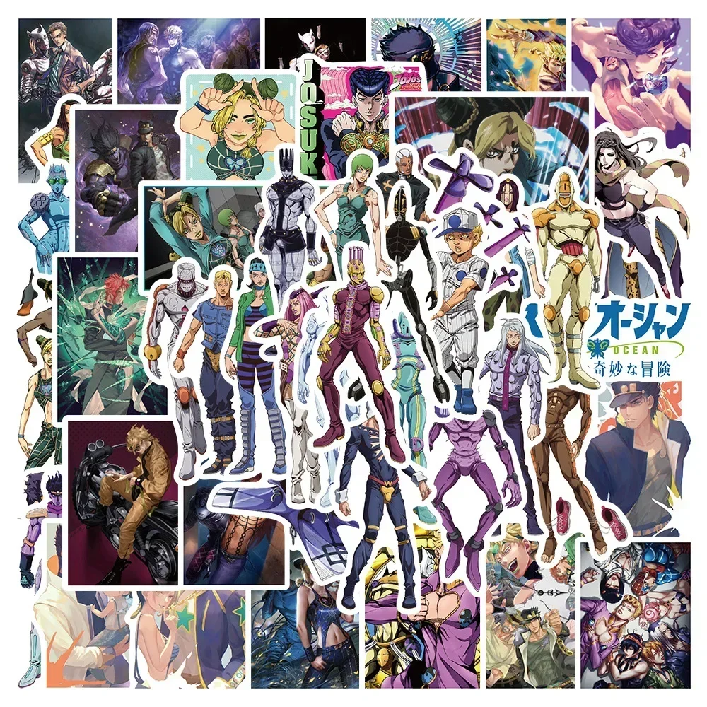 50pcs Cute JoJo’s Bizarre Adventure Stickers DIY Cartoon Diary Laptop Luggage Skateboard Graffiti Decals Fun Classic Toy