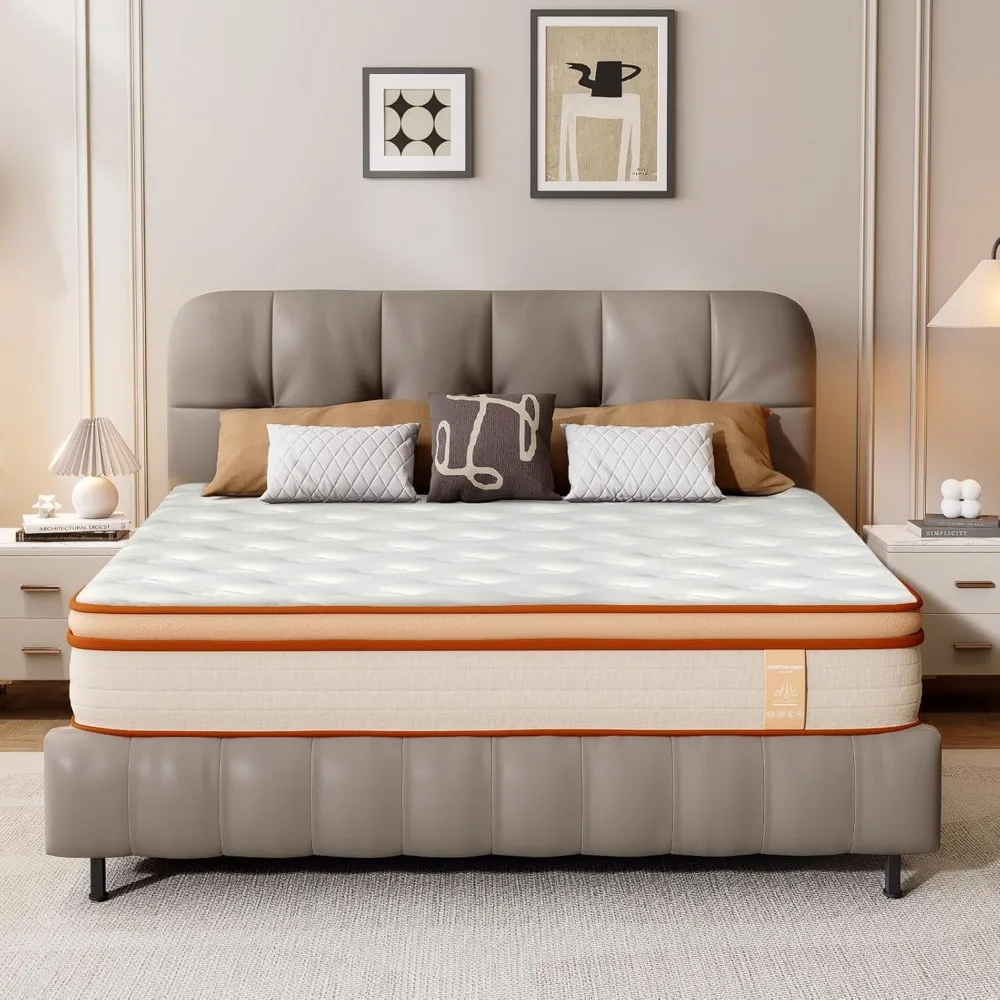 

Mattress, 12 Inch Full Mattress, Innerspring Hybrid with Cooling Gel Memory Foam & Pocketed Coils for Targeted, Customized