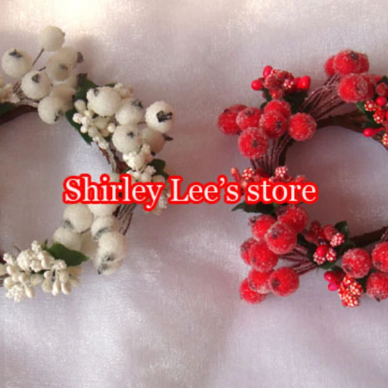 Iced Berry Ring for Decoration, White and Red, Mix 2 Colors, 2.5 in, 72 PCs/Lot, New Arrival