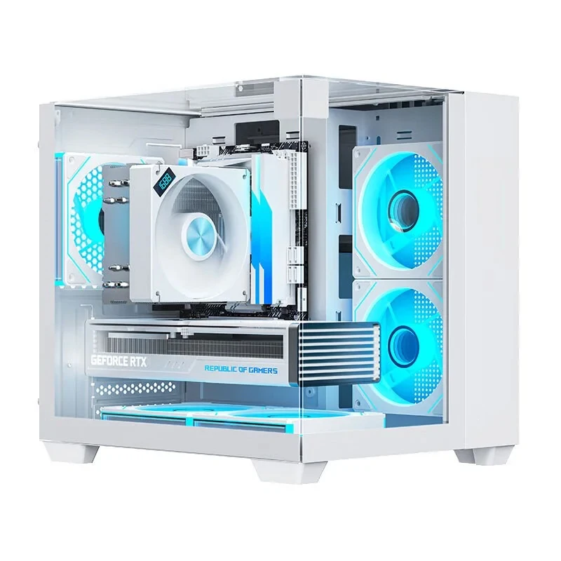 نعم ماجيك كيوب حافظة كمبيوتر غرفة عرض البحر كمبيوتر ألعاب سطح المكتب M-ATX ITX اللوحة الأم على الوجهين الزجاج المقسى ألعاب الكمبيوتر FANS * 3