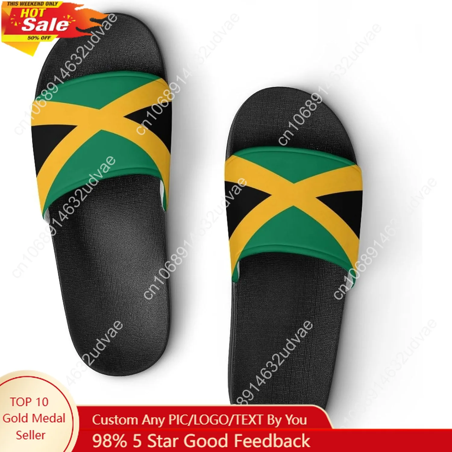 

Jamaica Flag Jamaican Sandal Mans Womens Slide Soft Sole Slip On Slipper Flat Open Toe Sandals for Summer Indoor Outdoor Beach