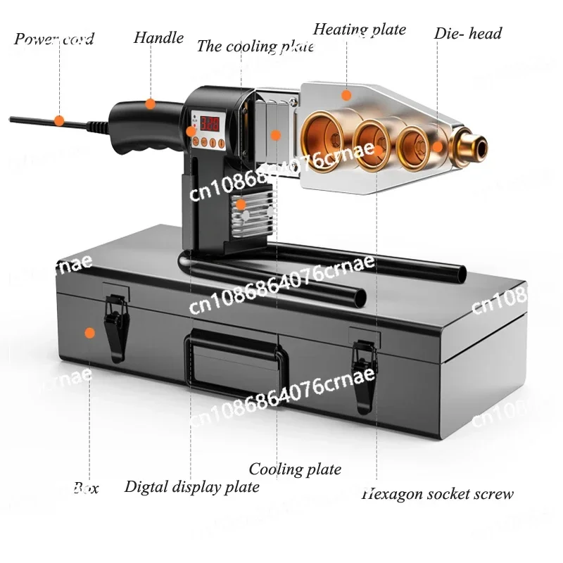 800W 1000W 220V Water Pipe Fuser AC Plug  Machine for Welding Pvc Pipe Ppr Tube Welder with Digital Display Device for Plastic