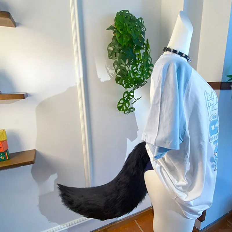 조절 가능한 벨트 귀여운 봉제 여우 꼬리 카와이 늑대 개 코스프레 액세서리 파티 70cm 털 꼬리 의상 소품 소녀 인조 모피 꼬리