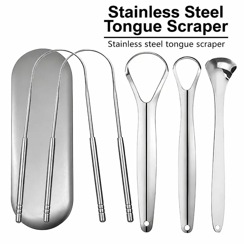 Stainless Steel Tongue Scraper Reusable Oral Hygiene Tool Tongue Coating Cleaner Effective Mouth Care Accessory Freshen