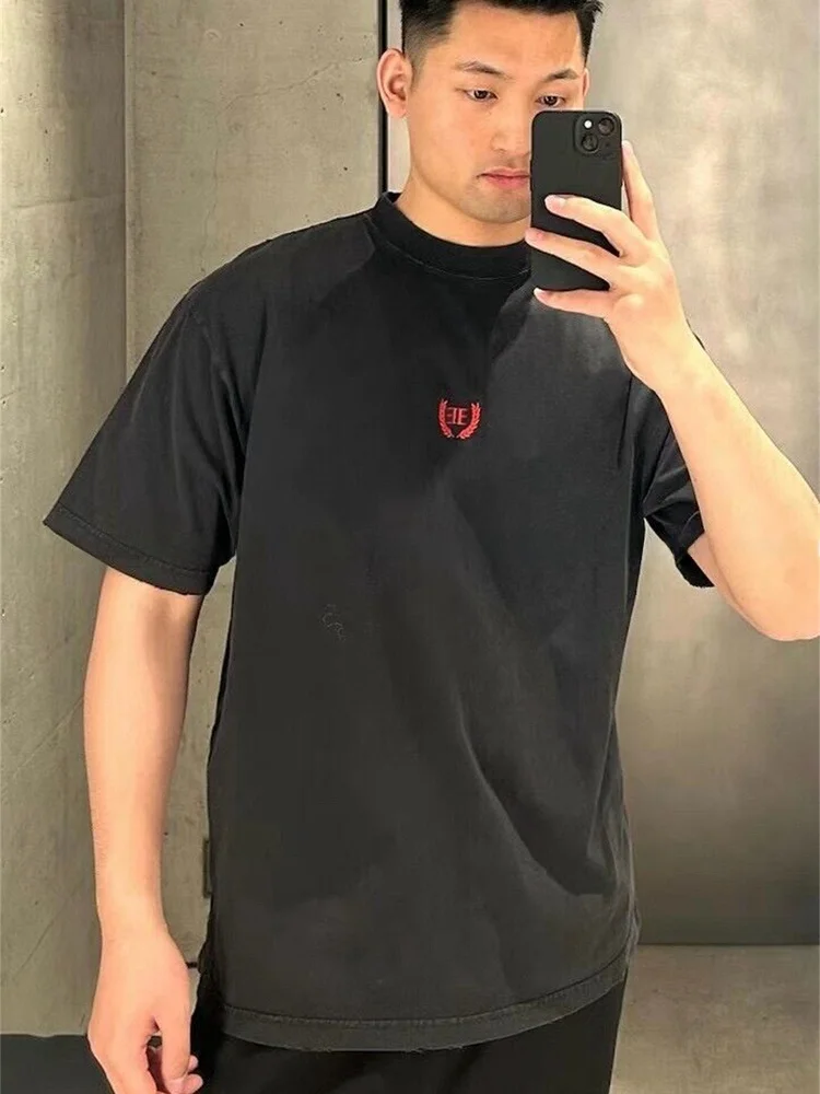 

Хлопковая футболка унисекс с вышивкой из серии Vana Illusion, дышащая, с круглым вырезом, для мужчин и женщин