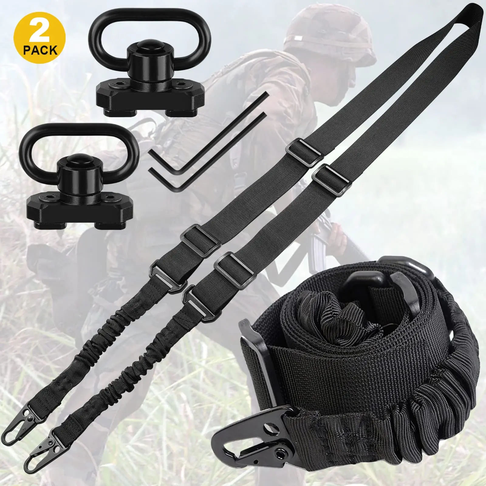 Adjustable Extra Long gun sling and 2 point QD sling swivel mount picatinny for Outdoor Tactical Rifles AR AK Quick Release and