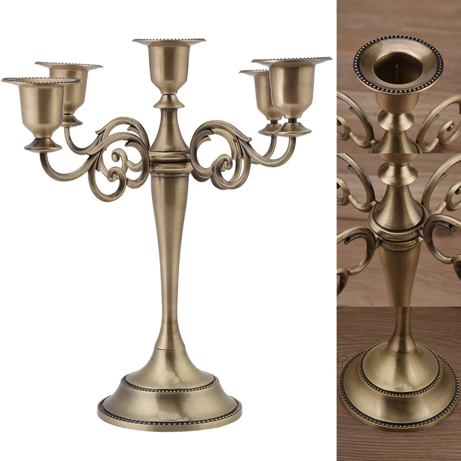 5 Arms Alloy Candle Holder European  Candelabra Wedding Candlestick Home Decor 5 Branches Candle Holder