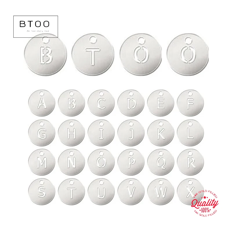 

925 Sterling Silver 6mm round Disc Alphabet Charms A-Z Thick Hollow Carved Letters Drop for Jewelry Making