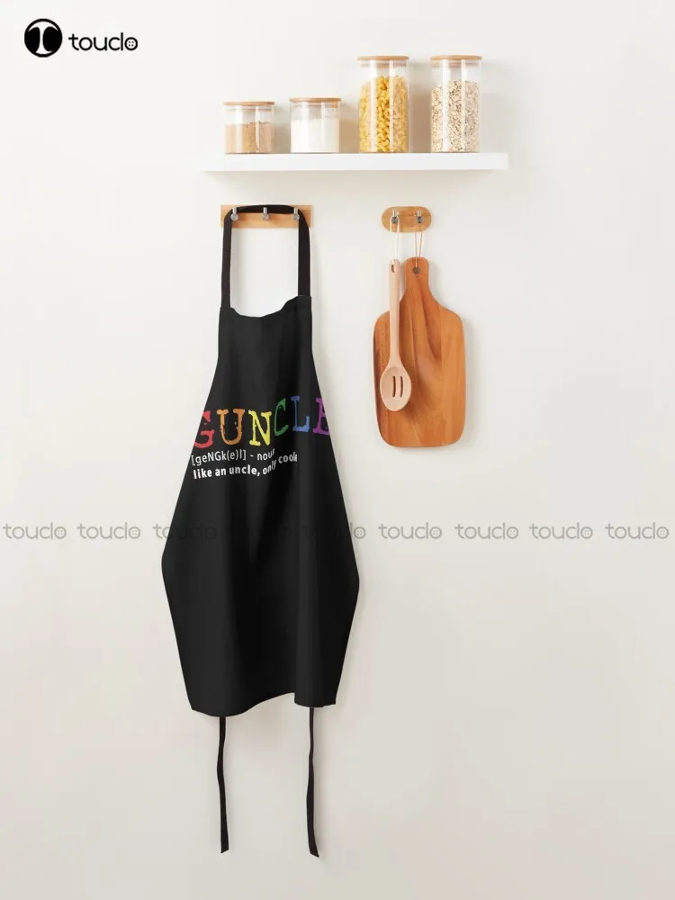 Guncle Definition Gay Pride Funny Gift For Gay Uncle Apron Black Apron Garden Kitchen Customized Unisex Adult Apron