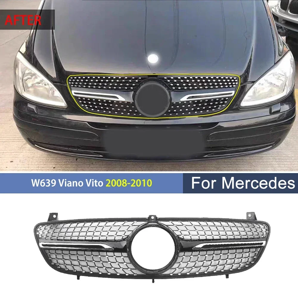 For Grille Racing Grills Cover Trim Mercedes-Benz W639 Viano Vito 2008 2009 2010 Front Kidney Grill Exterior Decoration Part