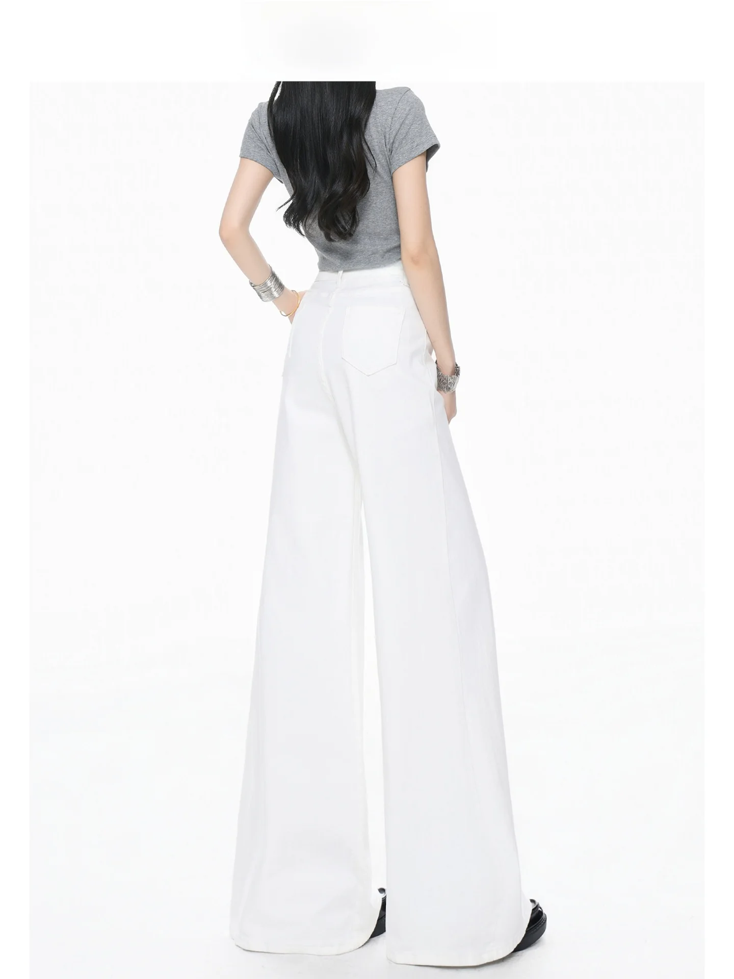 Jeans de cintura alta y pierna ancha de corte recto para mujer, estilo Forever 21, pantalones largos hasta el suelo con caída, estilo americano, para cuerpo tipo pera