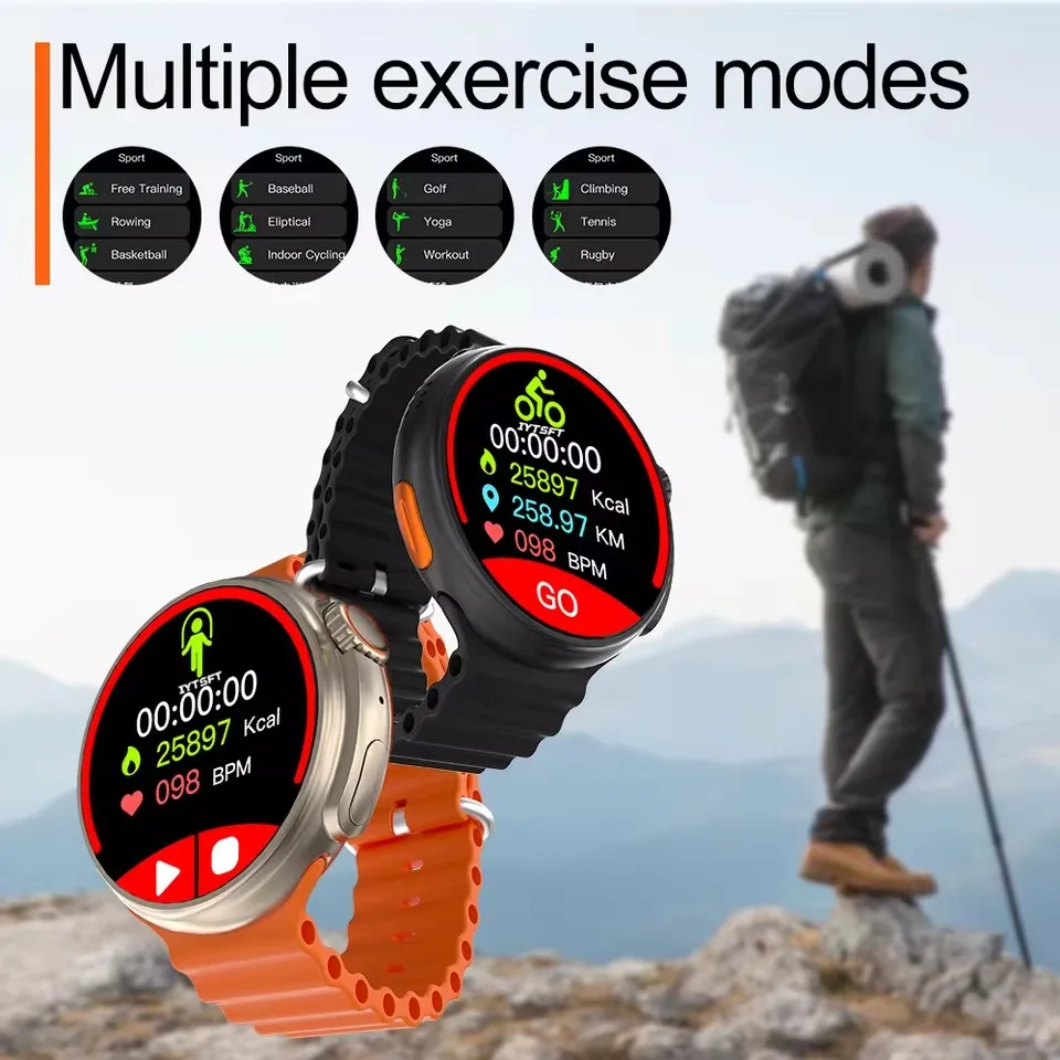 2025 Orologio Ultra 9 Astuto Della Vigilanza Degli Uomini GPS Chiamata Bluetooth Monitor di Salute Smartwatch Ricarica Senza Fili Braccialetto Sportivo Per Android IOS