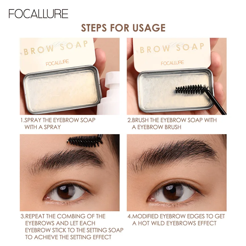 FOCALLURE-Gel de mise en garde pour les sourcils, outil de coiffage des sourcils sauvages avec tondeuse, maquillage moelleux et plumes, sculpter et soulever