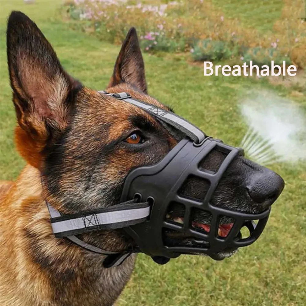 1PC Dog Comfy Breathable Basket Muzzle Guard Against Biting And Barking Medium And Large Dog Mask Anti-barking Muzzle For Pets