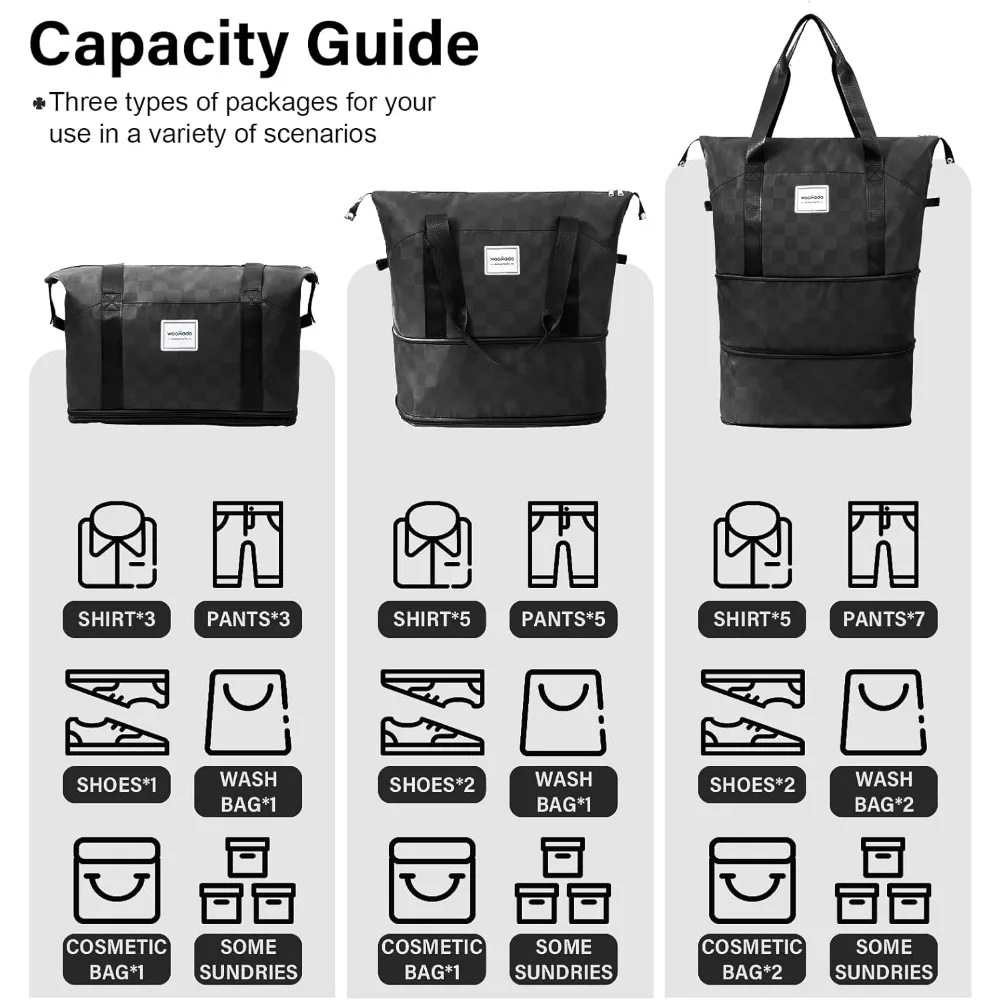 حقيبة من القماش الخشن قابلة للتوسيع وقابلة للطي مع عجلات، حقيبة ظهر قابلة للفصل للسفر في عطلة نهاية الأسبوع والأعمال ومغامرات التخييم #3