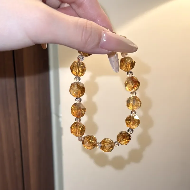 Natural Huangta crystal with the bracelet, women's lucky transfer, niche design sense, faceted crystal bracelet, give gifts