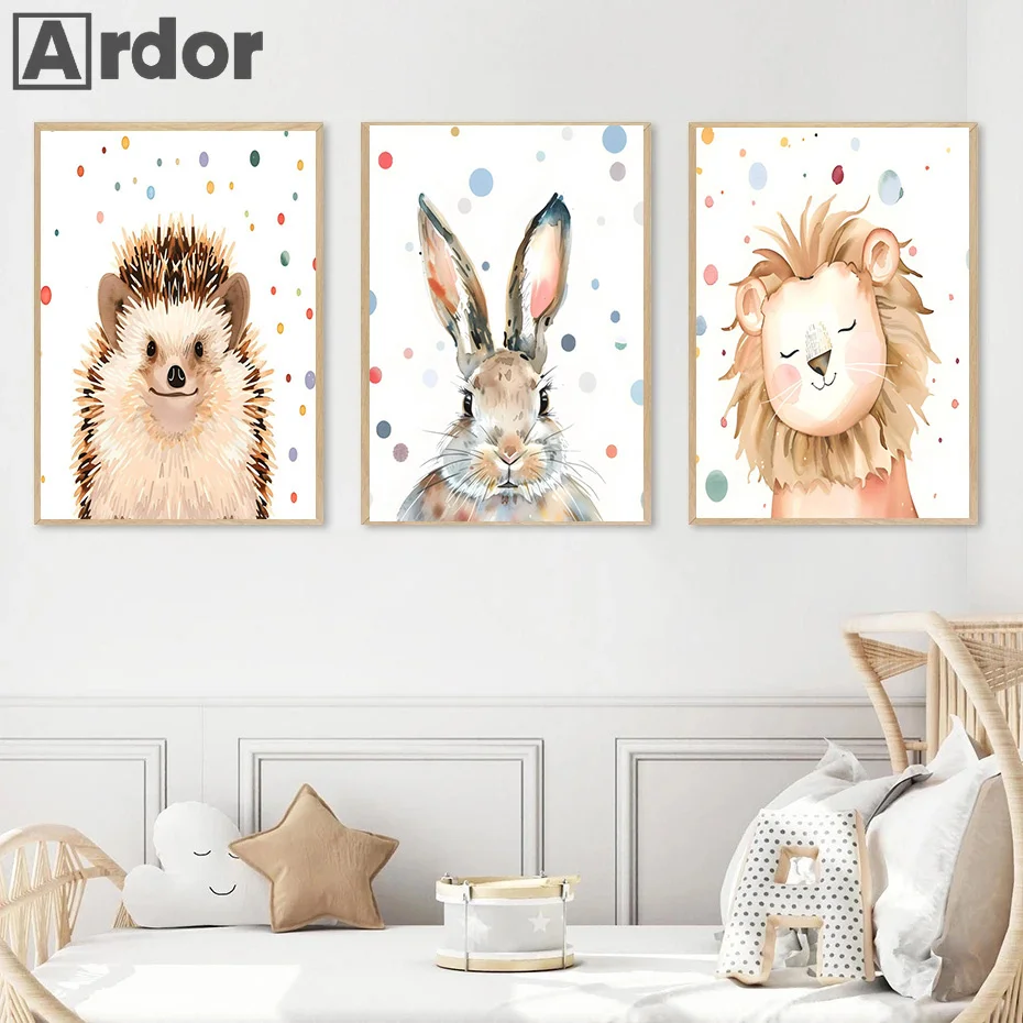 

Lion Rabbit Hedgehog Animal Nursery Wall Art Canvas Painting Nordic Posters And Prints Pictures Nordic Baby Kids Bedroom Decor