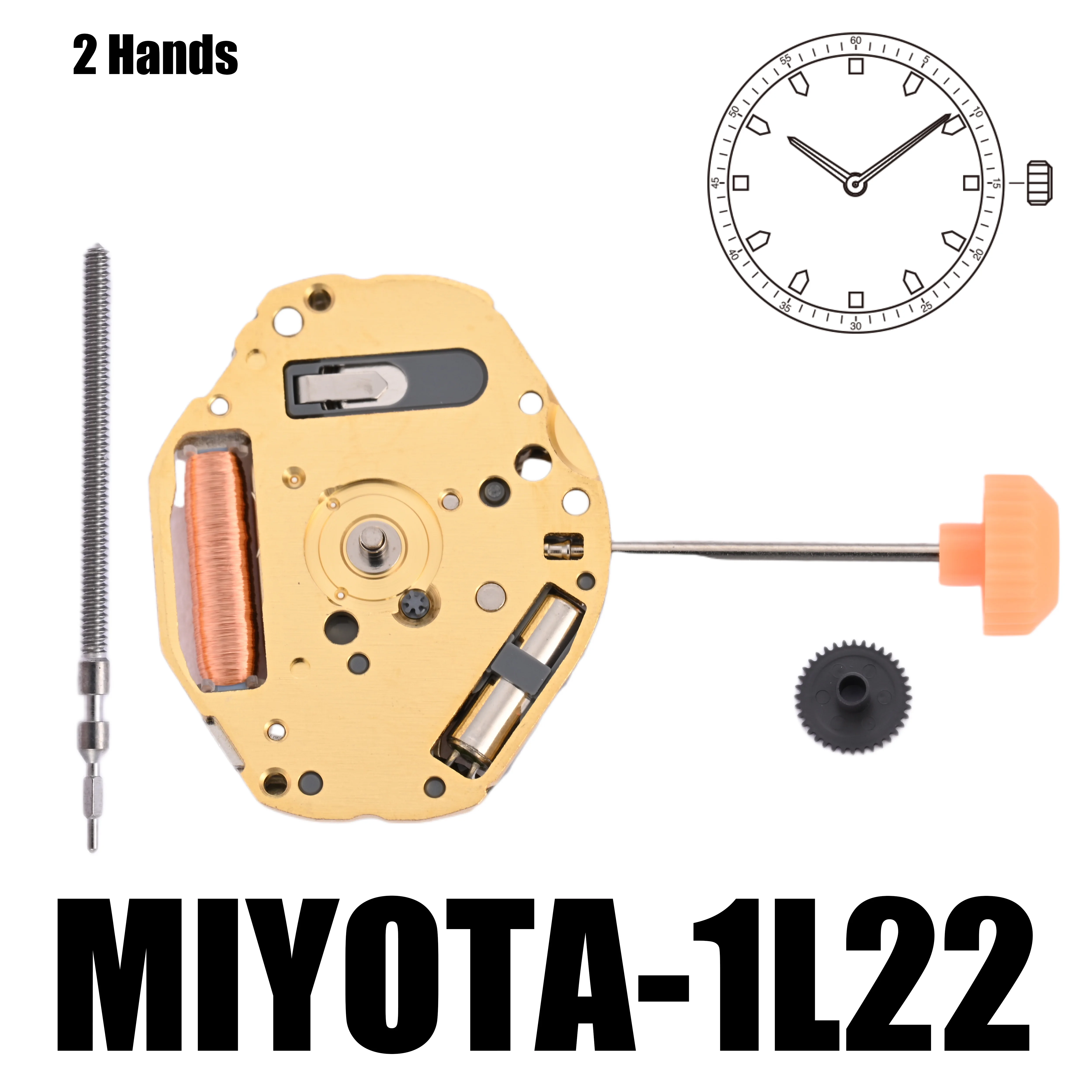 Japan Genuine 1L22 Movement Japan Miyota 1L22 Movement 2 Hands Overall Height 3.3mm