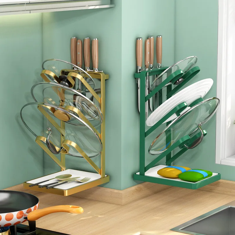 

Kitchen Racks Multi-function Holders Kitchen Pot Lid Rack Multi-layer Spoon Fork Shelf Tableware Storage Rack Home Accessories