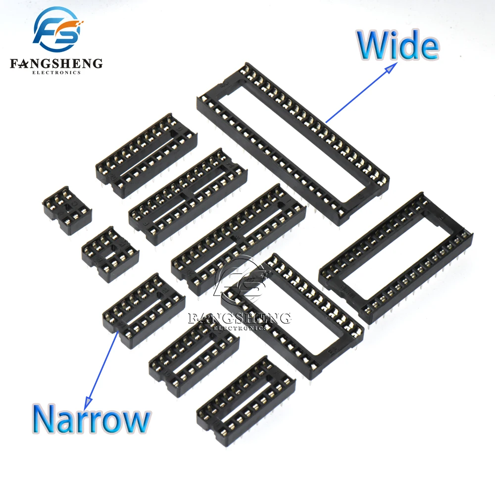 10/100Pcs IC Seat Socket Square Hole DIP6 DIP8 DIP14 DIP16 DIP18 DIP20 DIP28 DIP40 Connector 6 8 14 16 18 20 24 28 40-Pin