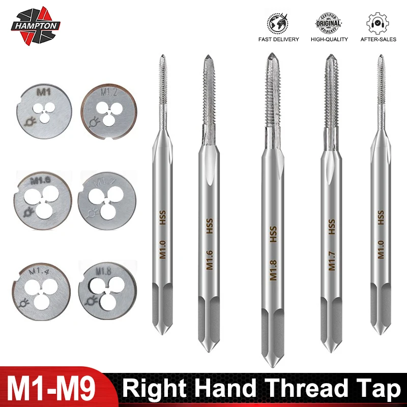 2pcs Metric Screw Tap And Die Set Right Hand Machine Screw Thread Tap M1-M3.5 Plug Tap Thread Die