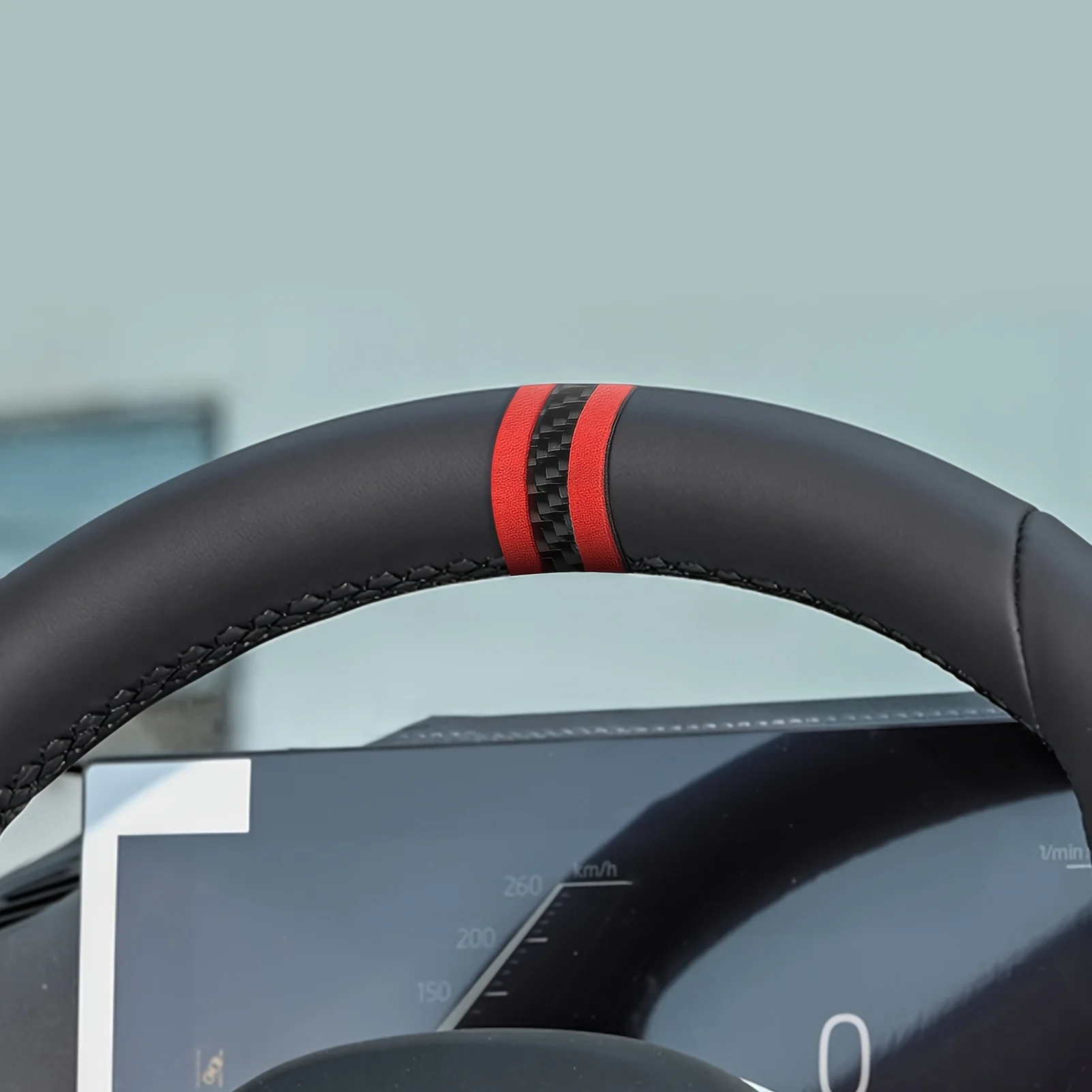 1pc Car Steering Wheel Top Center Marker Strip Trim for Tesla Model 3 Highland 2024 Model Y X S Car Interior Real Carbon Fiber