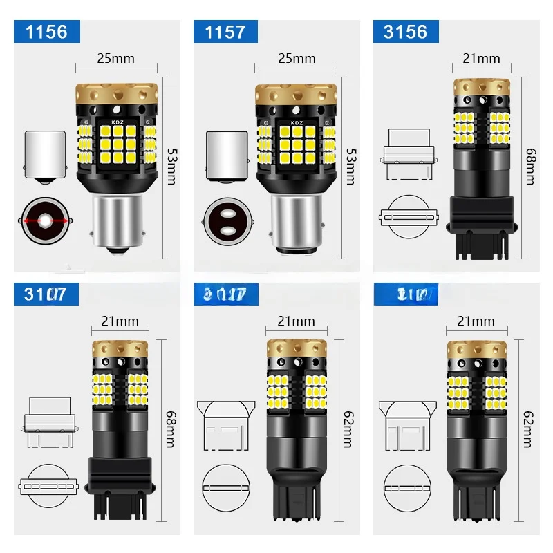 مصباح إشارة فك تشفير LED فائق السطوع 3030 45SMD 7440 1156 PY21W أضواء مؤشر الانعطاف عالمية تناسب عمر طويل معدني
