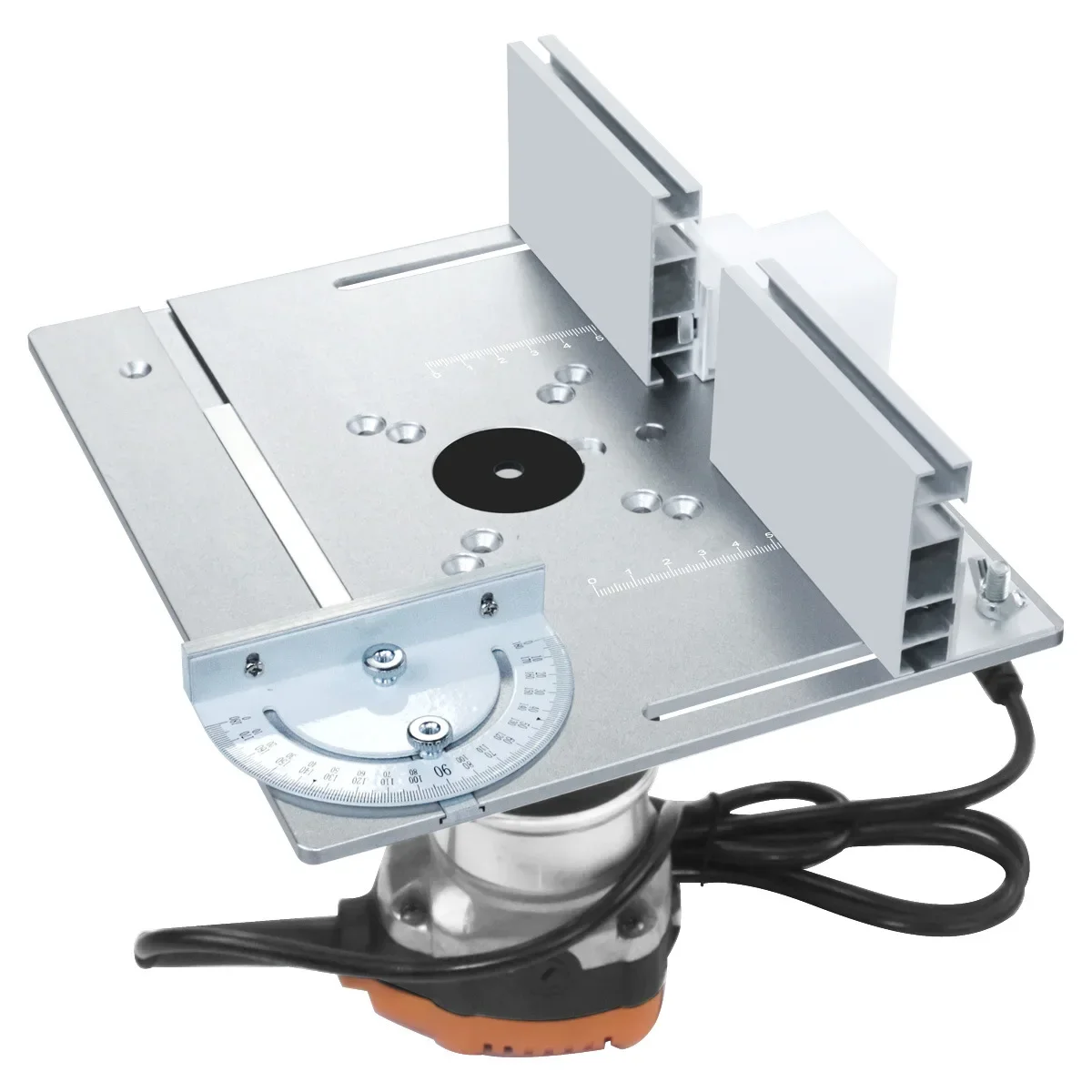 Router Lift Kit + Aluminum Router Plate for 65mm Diameter Motors Woodworking Router Table Workbench Trimmer Engraving Machine