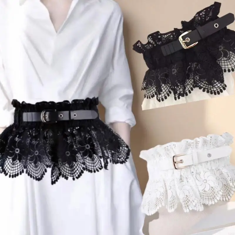 أنيقة الدانتيل زهرة المخصر اللباس حزام الخصر المرأة مطاطا حزام اللباس محسن Y08E #1