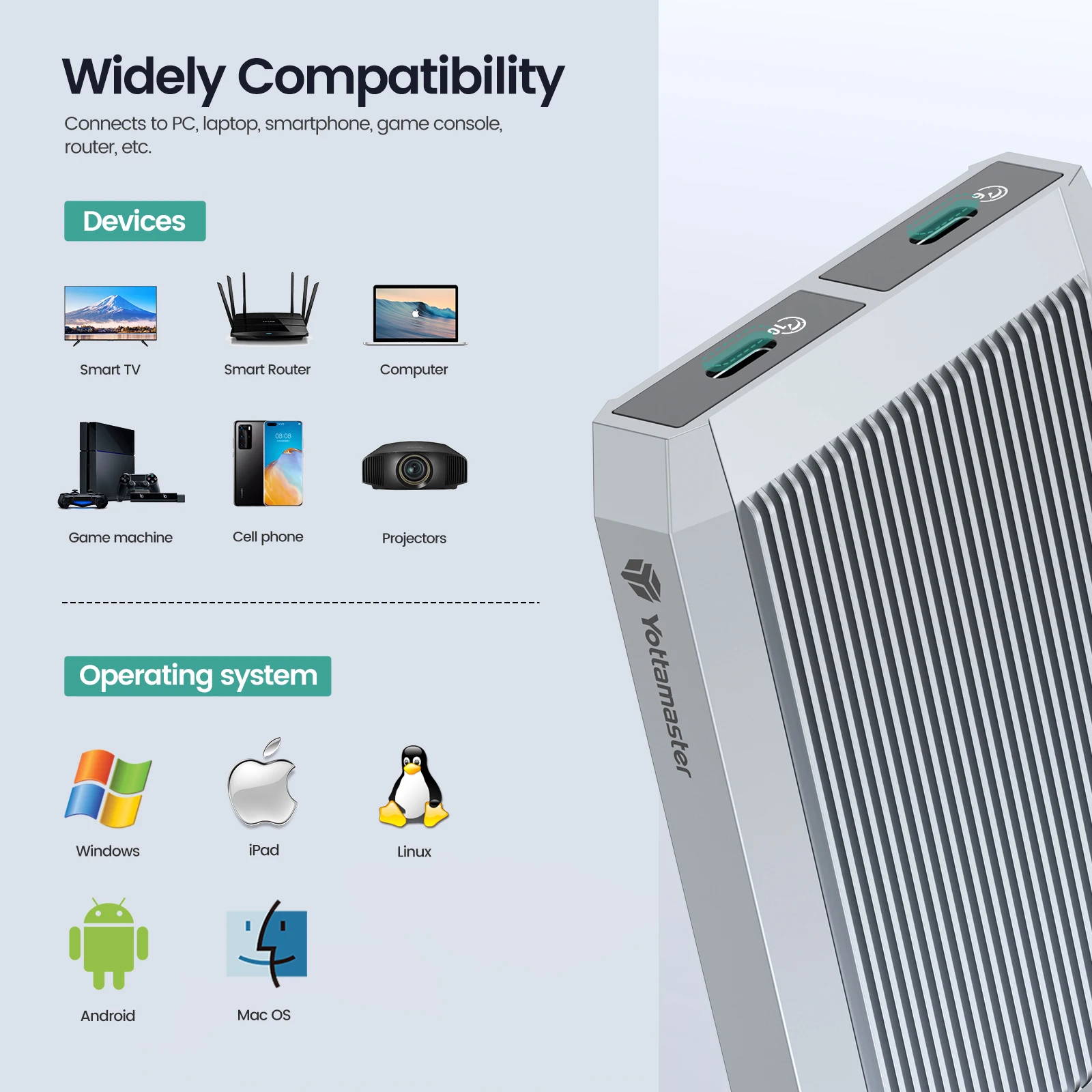 Yottamaster SATA NVME Dual Protocol HD Enclosure Hard Disk Drive Enclosure SSD TypeC USB3.1 GEN1 disco rigido da 10Gbps