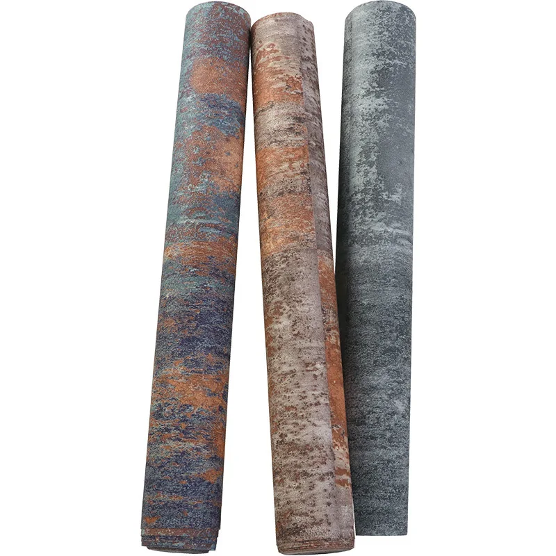 Retro LOFT Industrial Punk Cement Gray Wallpaper Metal Tin Restaurant Bedroom Background Wallpaper Wabi Sabi Style