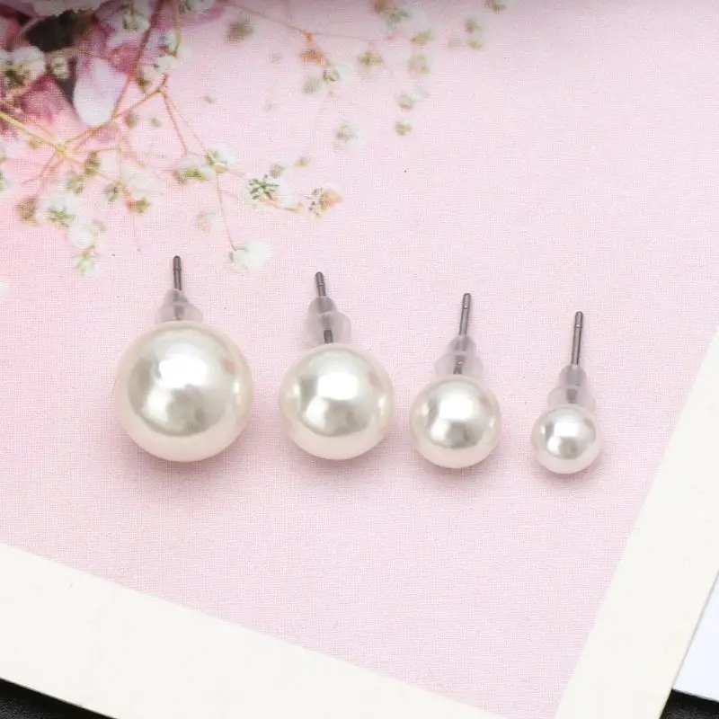 652F Elegant 12 Pairs Simulated Pearl Stud Earrings Hypoallergenic Stud Earrings Jewelry Set for Women Boys Girls