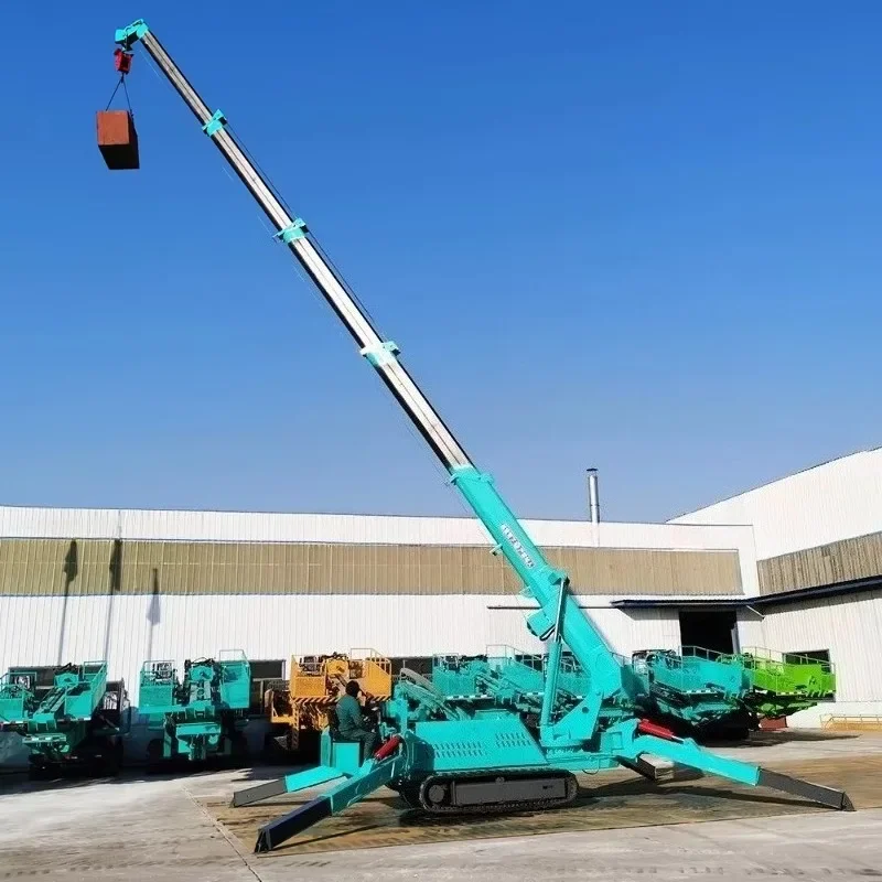 Compact Spider Crane 12 Ton Hydraulic Telescopic Boom Wireless Remote Control Stabilizer Legs Safe Lifting Slopes Hot Sale