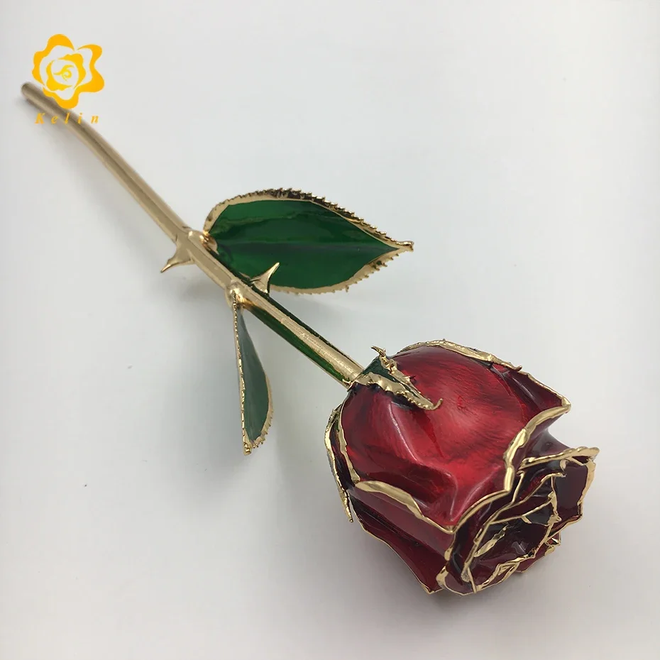 11 inches dry Rose made 24K Gold Plated Pearl red colored Rose Real Rose Dipped with nice gift box for valentines day gifts
