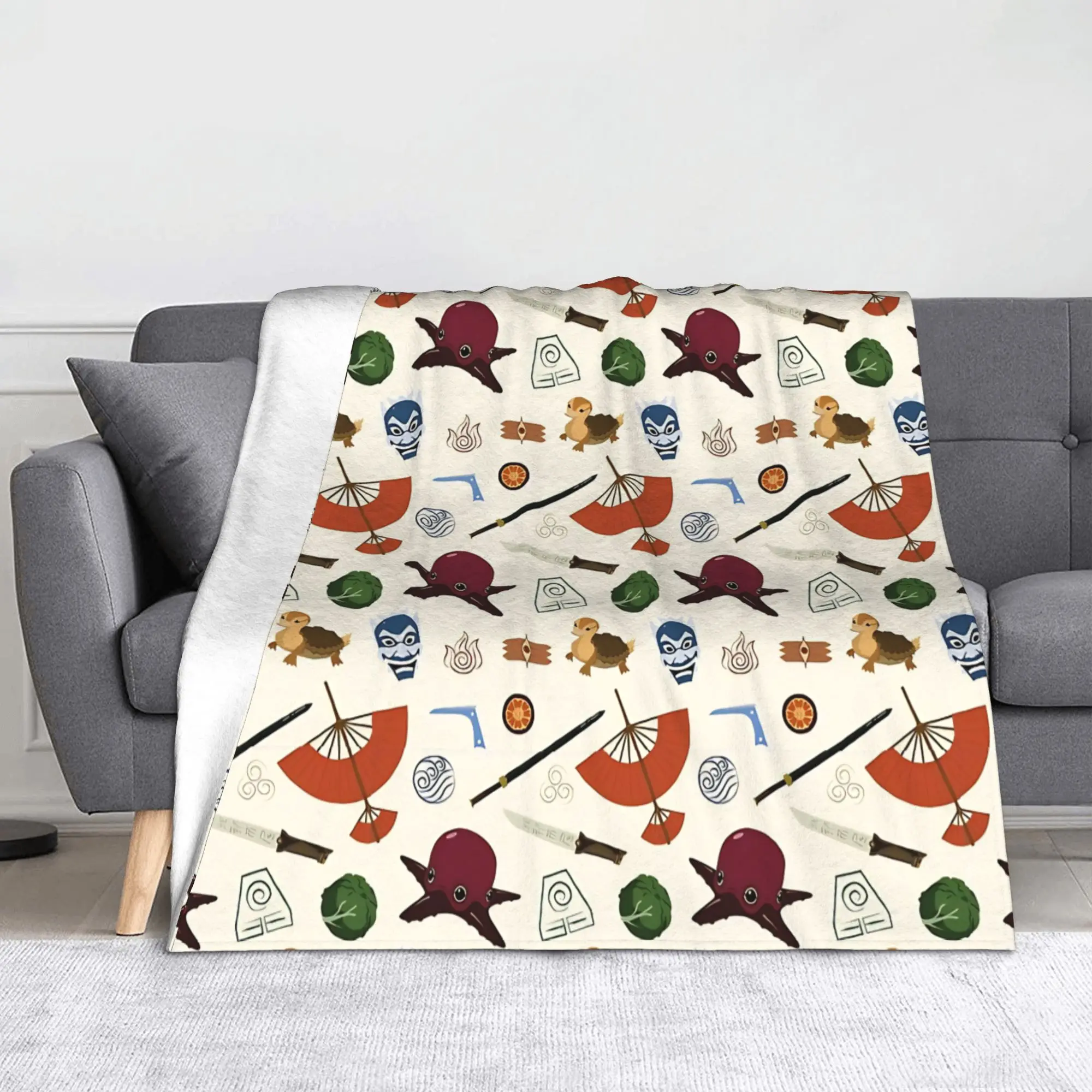 Zuko White Lotus Flannel Throw Blanket Avatar the Last Airbender Blankets for Home Office Lightweight Bedding Throws