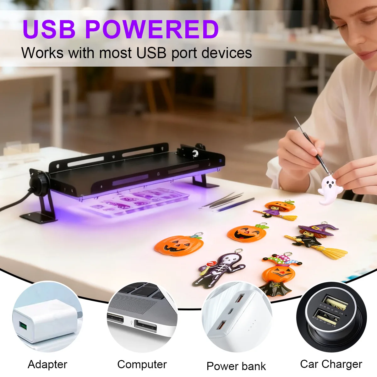 Professional LED UV Curing Lamp for Resin Jewelry Making Nail Gel Polish UV Glue Resin Glue Nail Art Adhesive Curing