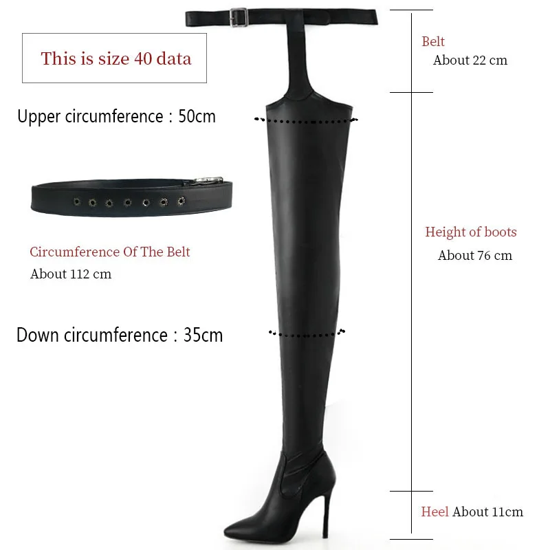 FEMALEAN YB2005 Ladies Over the Knee Thigh Super High Boots Pointed Toe Heels With Waist Belt Fashion Sexy Women Boots 2022