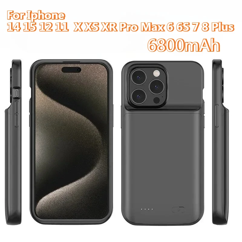 

New 6800Mah Battery Charger for 14 15 12 11 X XS XR Pro Max 6 6S 7 8 Plus Battery Case Power Bank
